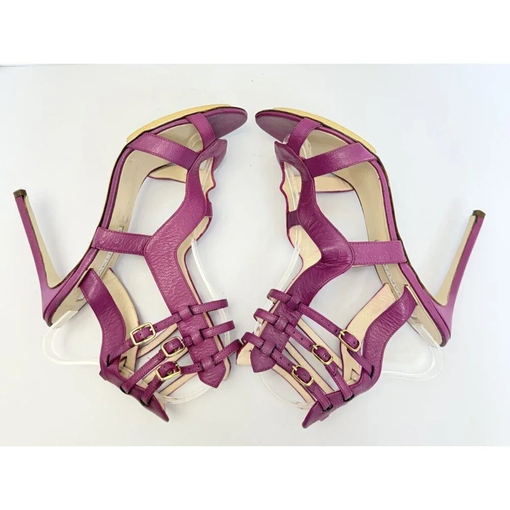 BURAK UYAN Women's Magenda Leather Caged Sandals Heels Sz 37/US 7 MSRP $ 980